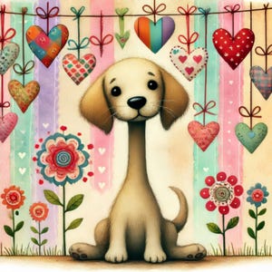 10 images clipart Amoureux des chiens JPG aquarelles, journalisation indésirable, original, fabrication de cartes, téléchargement numérique, Saint-Valentin, fantaisiste, fantastique