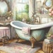 Shabby Chic Bathroom Clip Art Kit 10 High Res Watercolor Jpgs for Junk ...