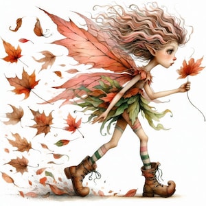 Quirky Autumn Fairy Art 10 High Res Watercolor Jpgs for Junk Journaling ...