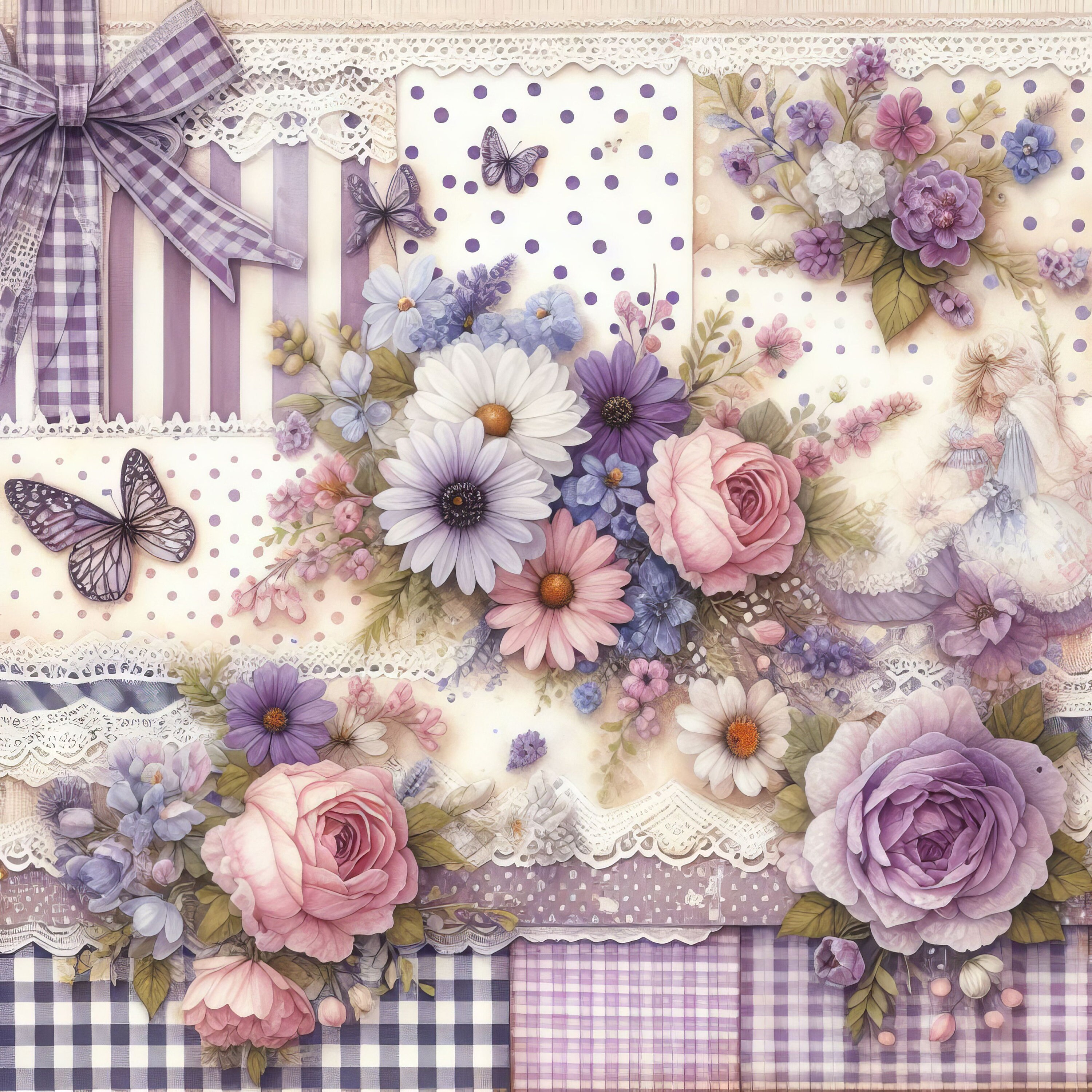 Purple Calico Paper Clip Art Bundle 10 High Res Watercolor Jpgs for ...