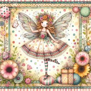 Charmante petite fée 10 JPG aquarelle haute résolution Journalisation indésirable, scrapbooking, fabrication de cartes, kit de téléchargement numérique, fantastique, fantaisiste