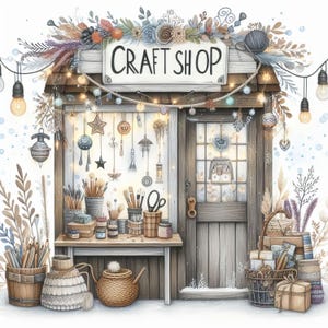 Tienda de manualidades Clip Art 10 JPG de acuarela de alta resolución Diario basura, Scrapbooking, Fabricación de tarjetas, Descarga digital de Camper, Fantasía, Caprichoso