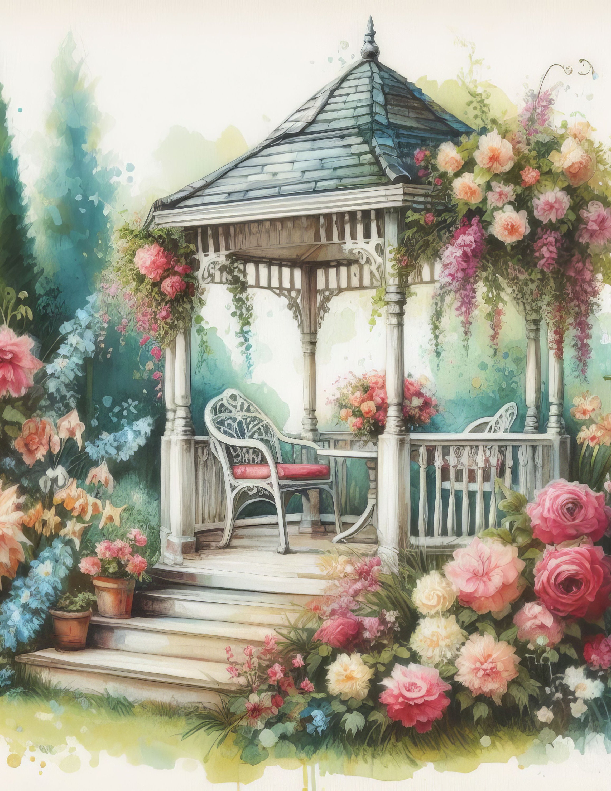 Vintage Victorian Gazebo Clipart Bundle 10 High Res