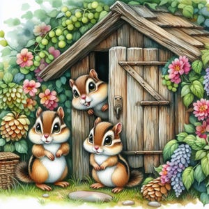 10 aquarelles haute résolution Chipmunks, journal indésirable, scrapbooking, fabrication de cartes, téléchargement numérique, fantastique, fantaisiste, original