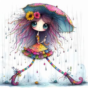 10 images clipart pluie décalée aquarelle haute résolution JPG, journal indésirable, scrapbooking, fabrication de cartes, téléchargement numérique, fantastique, fantaisiste