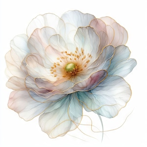 10 images JPG aquarelles haute résolution de fleurs aux bords dorés exquis pour la journalisation indésirable, le scrapbooking, la fabrication de cartes, le kit de téléchargement numérique