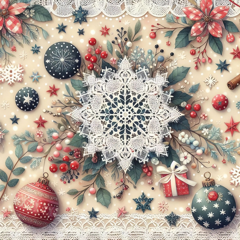 Lacy Christmas Snowflake Paper 10 High Res Watercolor Jpgs Junk