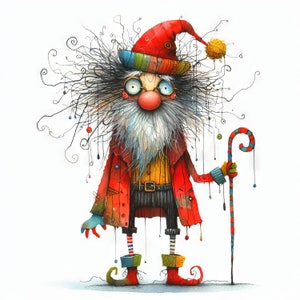 Clip art père Noël original 10 fichiers JPG aquarelle haute résolution pour journalisation indésirable, scrapbooking, fabrication de cartes, kit de téléchargement numérique, fantastique, fantaisiste