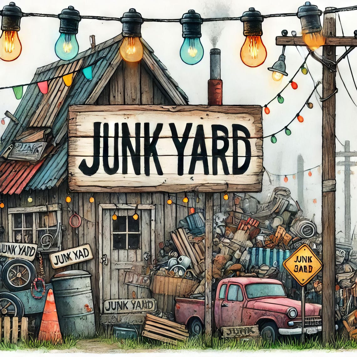 Junkyard: 10 High Res Watercolor Jpgs, Junk Journaling, Scrapbooking ...