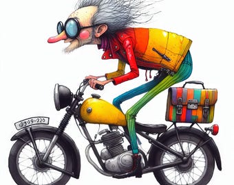 Quirky Motorcycle Clip Art 10 High Res Watercolor Jpgs for