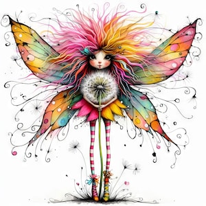 Fée pissenlit originale 10 JPG aquarelles haute résolution courrier indésirable Scrapbooking, fabrication de cartes, téléchargement numérique, clipart, fantastique, fantaisiste
