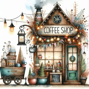 Clipart café, 10 fichiers JPG aquarelle haute résolution, journal indésirable, scrapbooking, fabrication de cartes, téléchargement numérique pour camping-car, fantastique, fantaisiste