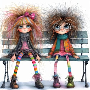 Quirky Friends Clip Art 10 High Res Watercolor Jpgs Junk Journaling ...