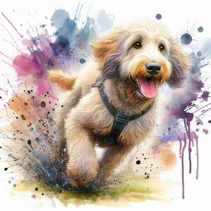 Labradoodle Clip Art 10 High Res Watercolor JPGs for Junk Journaling, Scrapbooking, Card Making, Digital Download Kit
