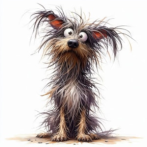 Frazzled Dog #2 Clip Art 10 High Res Watercolor JPGs for Junk Journaling, Scrapbooking, Card Making, Digital Download,Fantasy, Whimsical