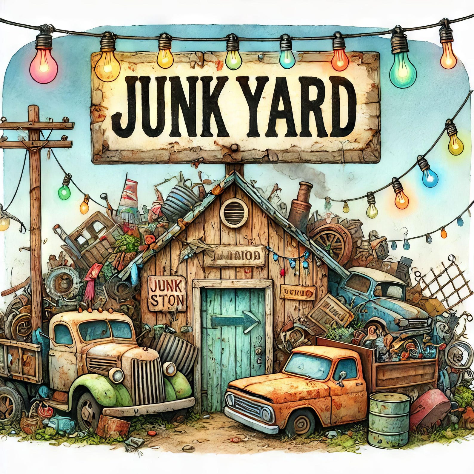 Junkyard: 10 High Res Watercolor Jpgs, Junk Journaling, Scrapbooking ...