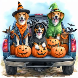 Des cliparts pour chiens, 10 JPG aquarelles haute résolution, journal indésirable, scrapbooking, fabrication de cartes, téléchargement numérique, Halloween, fantaisiste