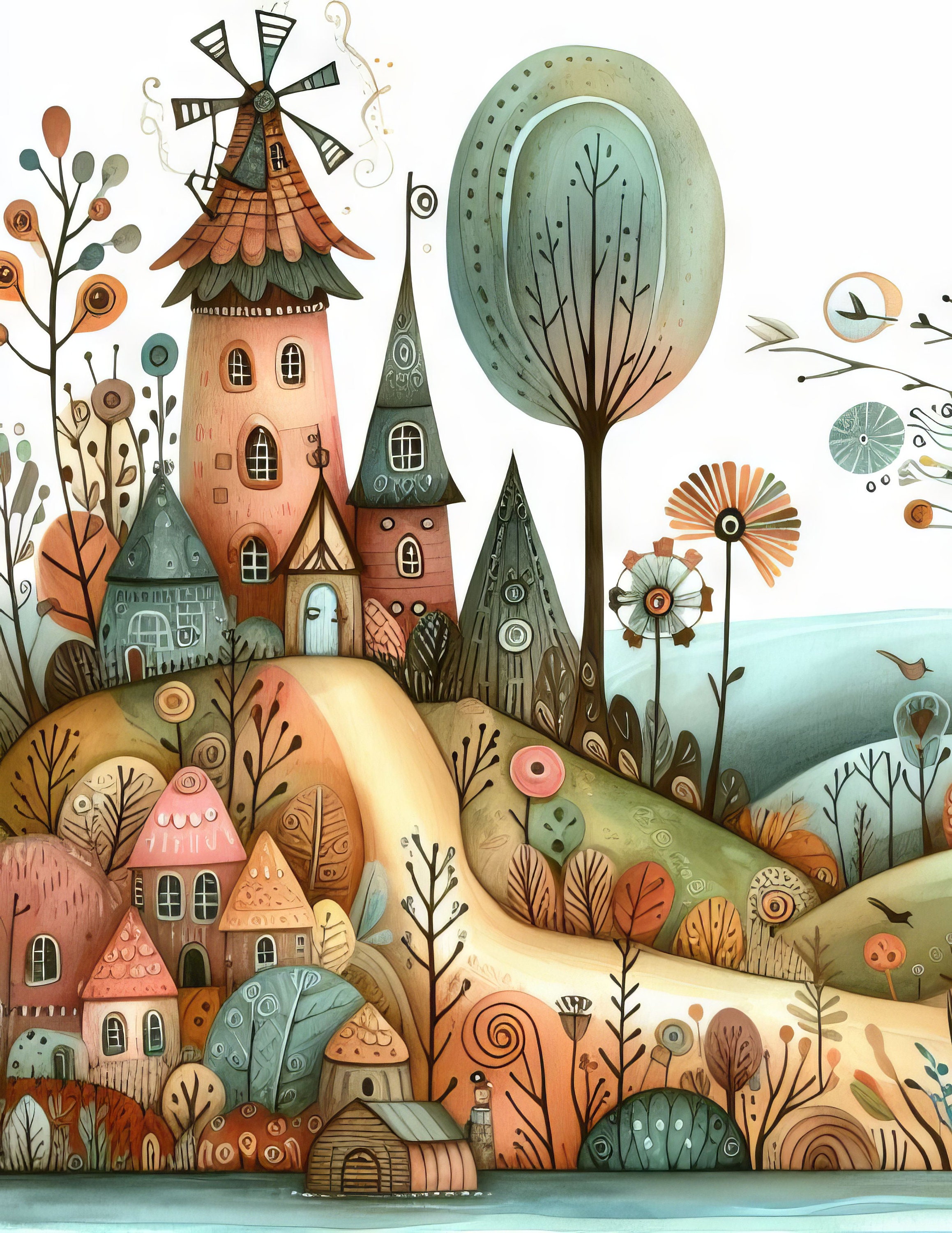 Whimsy Os Whimsical Landscape: Clip Art, 10 High Res Watercolor Jpgs, Junk ...