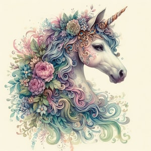 Fantasy Unicorn Clip Art Bundle 10 High Res Watercolor Jpgs for Junk ...