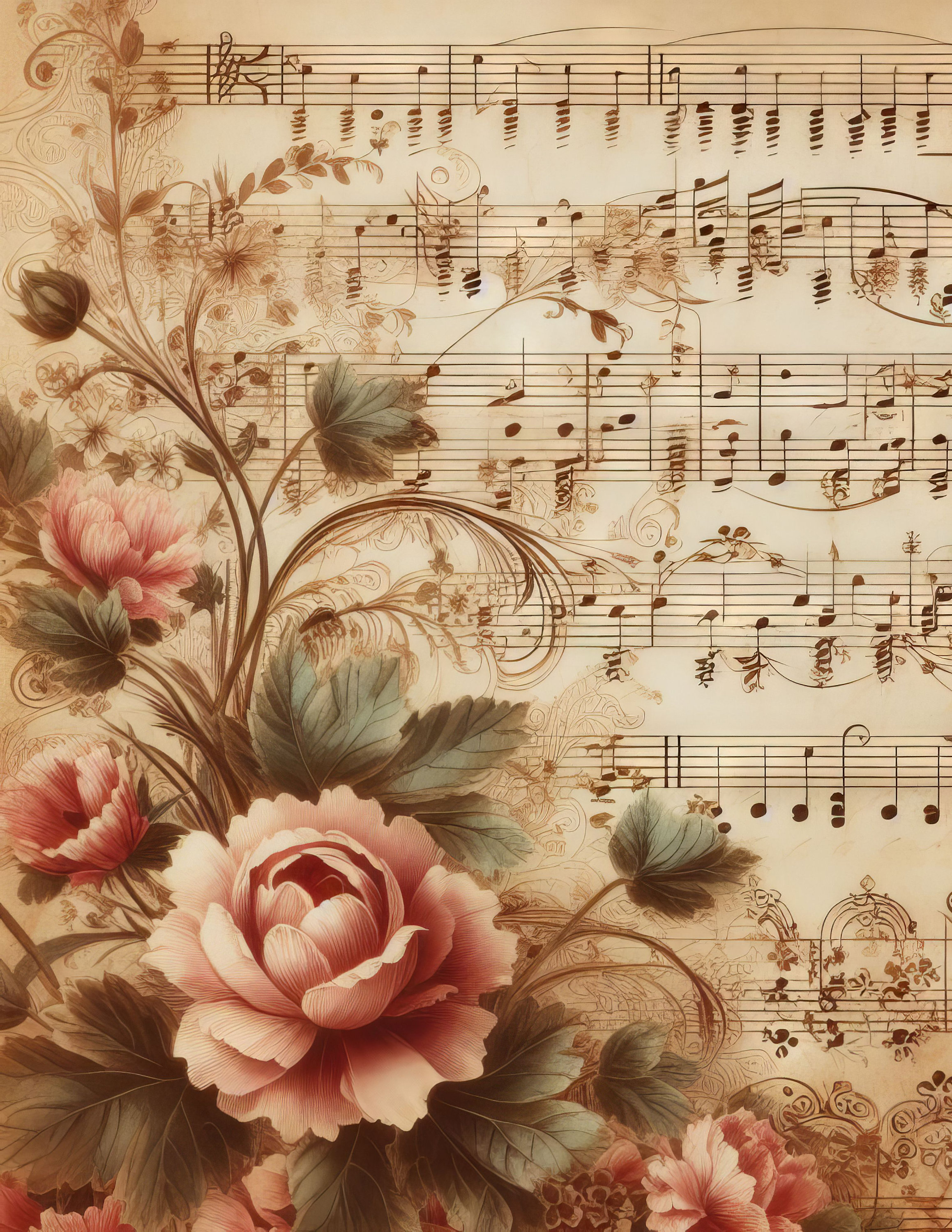 Shabby Chic Sheet Music Clip Art Bundle 10 High Res Watercolor Jpgs for ...