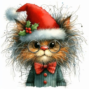 Images clipart père Noël original 10 fichiers JPG aquarelle haute résolution pour la journalisation indésirable, scrapbooking, fabrication de cartes, téléchargement numérique, fantastique, fantaisiste