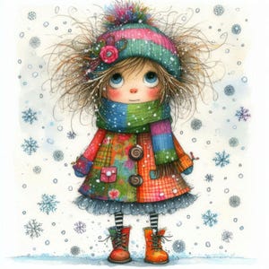 Eigenzinnige sneeuwval Clip Art 10 high-res aquarel JPGs Junk Journaling, scrapbooking, kaarten maken, digitale download, grillig, fantasie