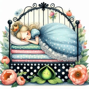 La princesse aux petits pois, 10 fichiers JPG aquarelle haute résolution pour journalisation indésirable, scrapbooking, fabrication de cartes, téléchargement numérique, fantastique, fantaisiste