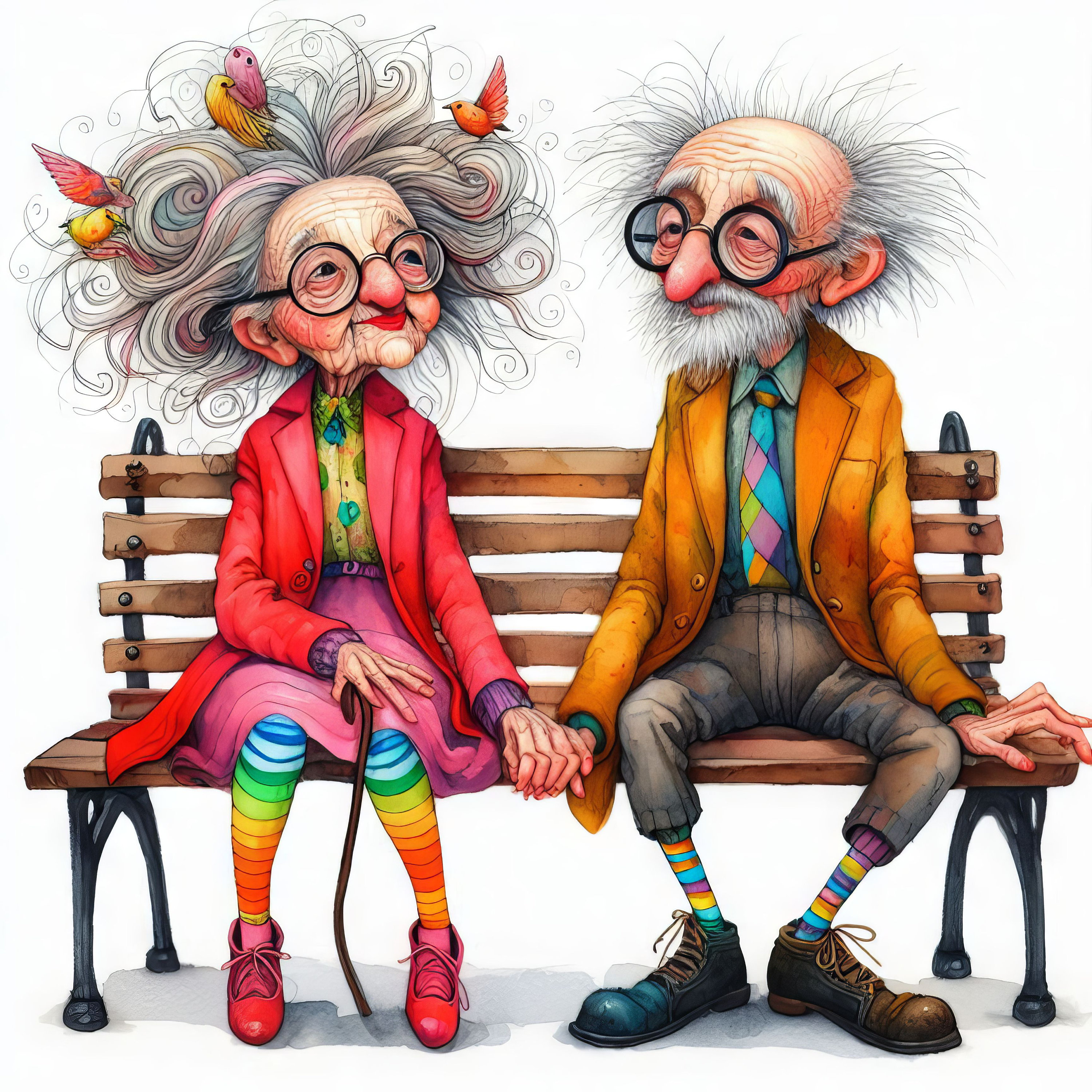 Buy Quirky Old Folks Clip Art 10 High Res Watercolor Jpgs for Junk