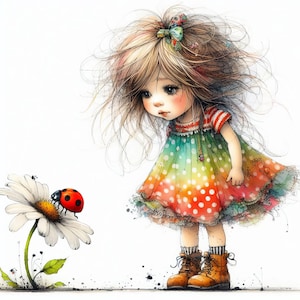 Ladybug Wonders 10 fichiers JPG aquarelle haute résolution pour la journalisation indésirable, scrapbooking, fabrication de cartes, téléchargement numérique, fantastique, fantaisiste