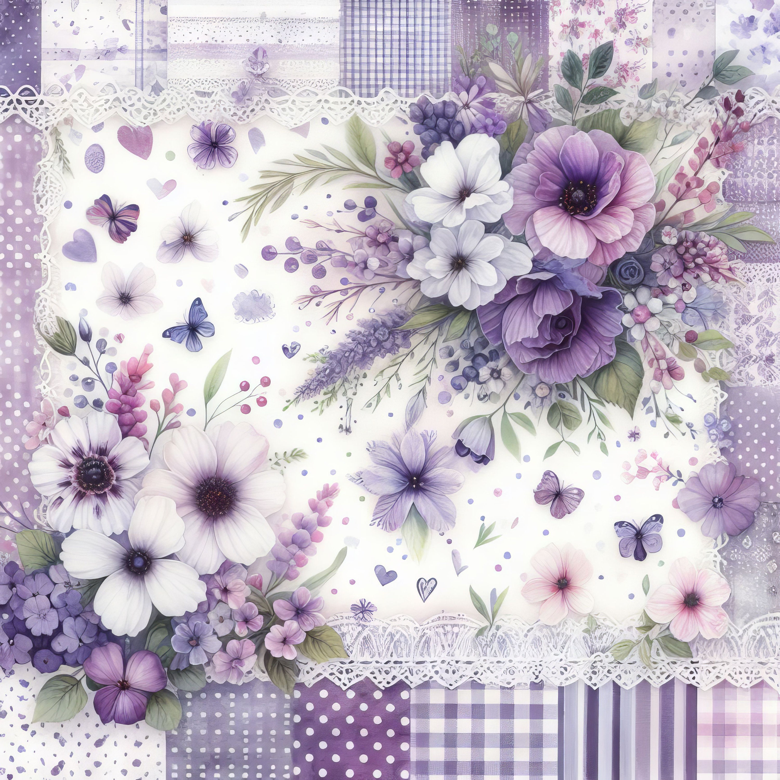 Purple Calico Paper Clip Art Bundle 10 High Res Watercolor Jpgs for ...