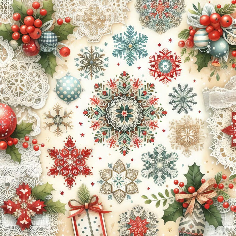 Lacy Christmas Snowflake Paper 10 High Res Watercolor Jpgs Junk