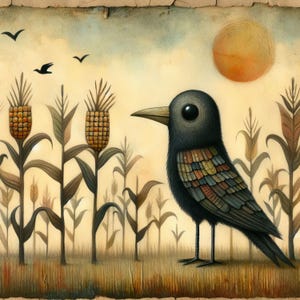 Crow Withcorn Crow in Cornfield Clipart Bundle 10 High Res Watercolor Jpgs for Junk ...