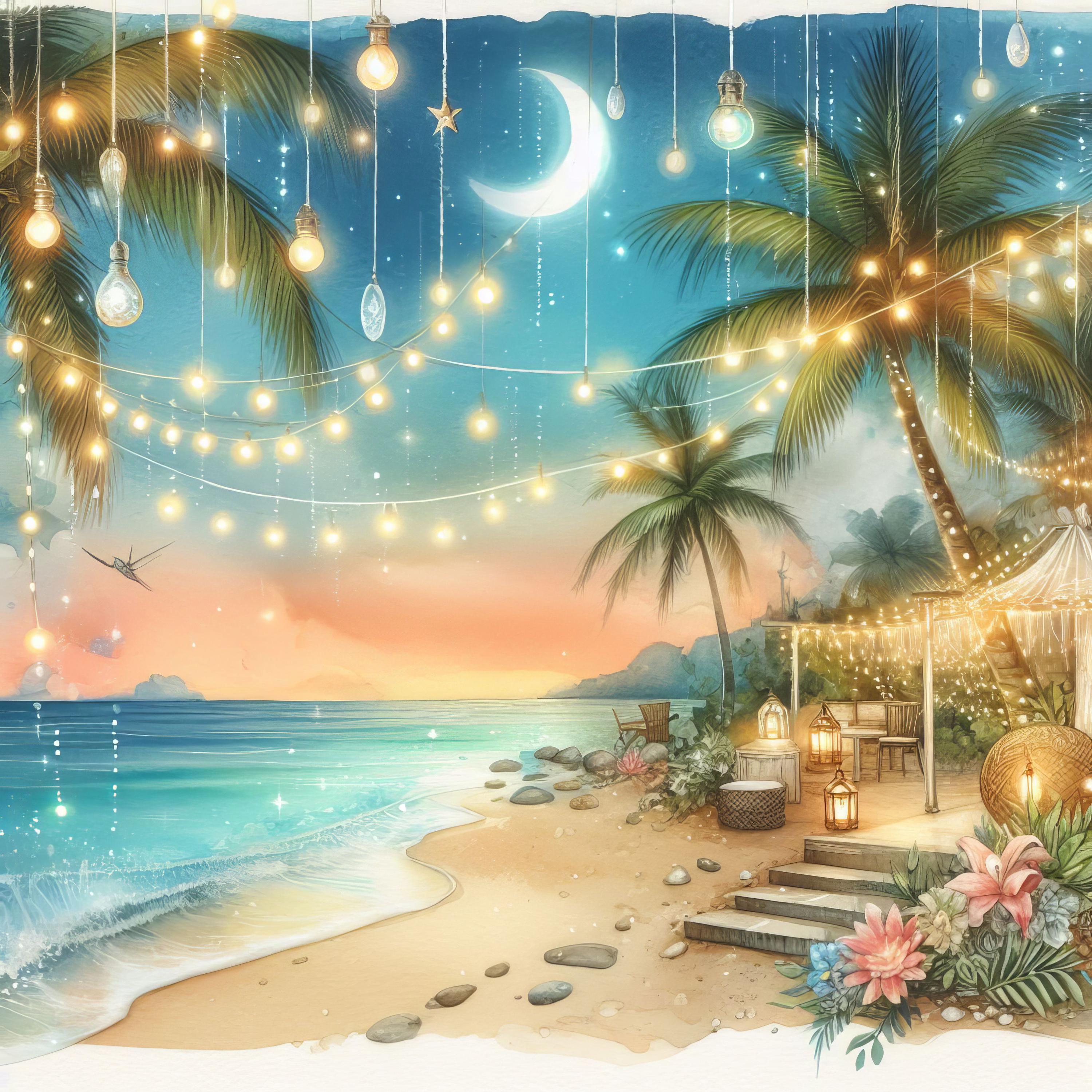 Tropical Summer Beach Clip Art 10 High Res Watercolor Jpgs for Junk ...