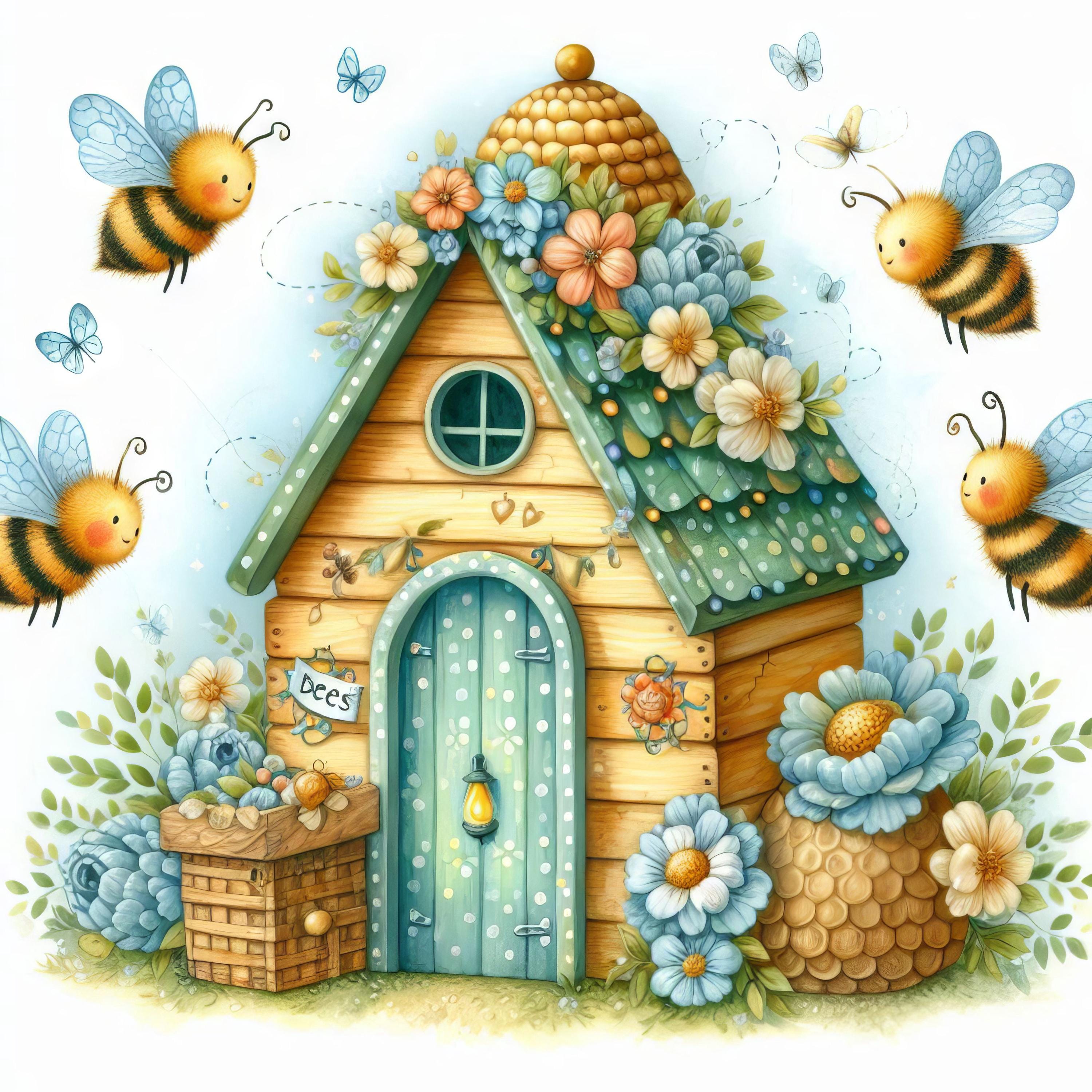 気まぐれな蜂の巣 10枚の高解像度水彩画 JPG ジャンクジャーナル