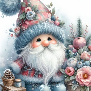 Weihnachts-Wichtel Clipart Bundle 10 hochauflösende JPGs in Aquarell Farben für Junk Journaling, Scrapbook, Handwerk, Digital Download, Fantasy, Skurril