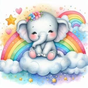 Art de la chambre de bébé éléphant, 10 fichiers JPG aquarelle haute résolution pour la journalisation indésirable, scrapbooking, fabrication de cartes, téléchargement numérique, fantaisie
