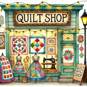 Quilt Shop 10 fichiers JPG aquarelle haute résolution Journalisation indésirable, scrapbooking, fabrication de cartes, téléchargement numérique, fantastique, fantaisiste