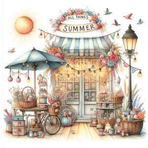 All Things Summer Shop: Clip Art, 10 High Res Watercolor JPGs, Junk Journaling, Scrapbooking, Card Making, Digital Art