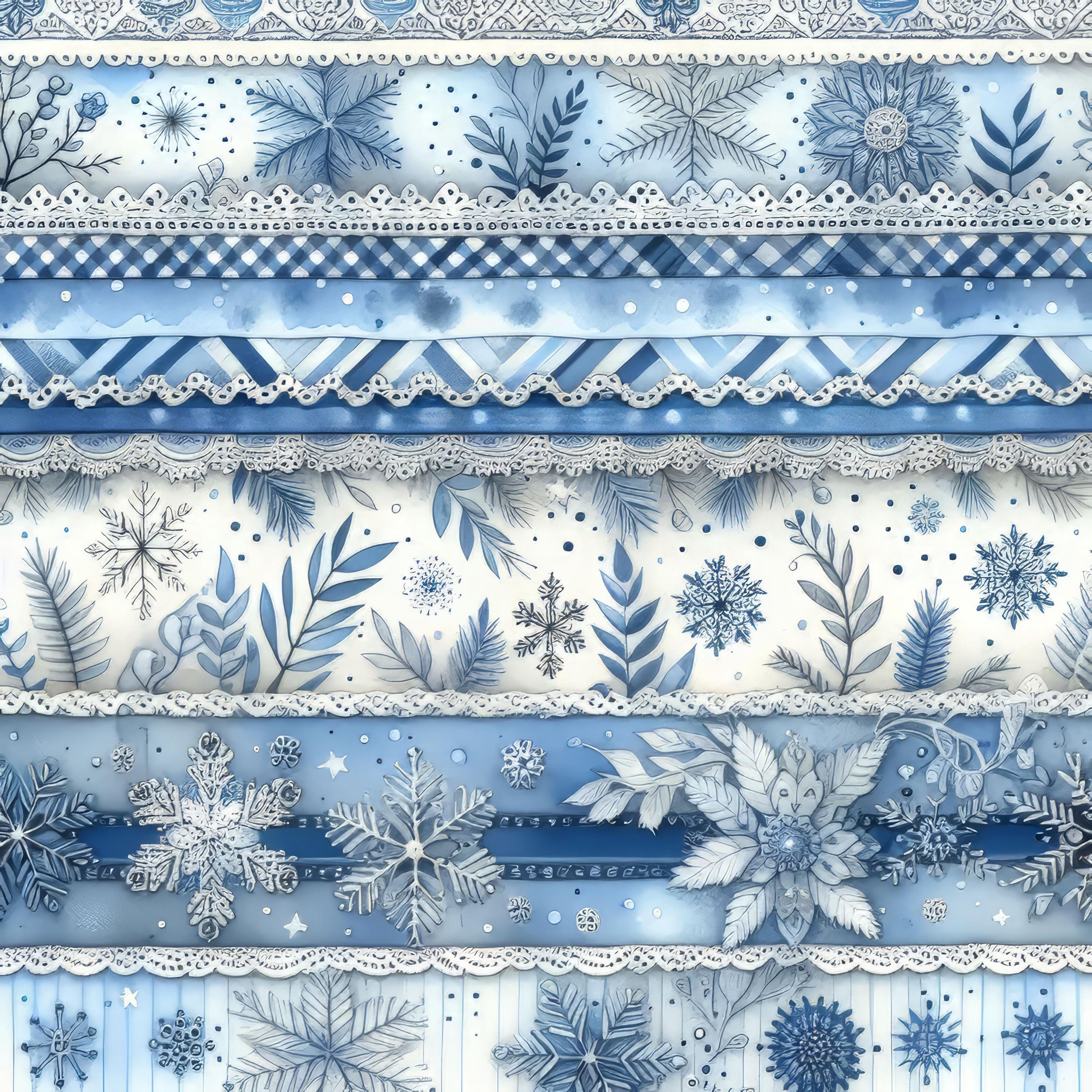 Winter Blue Calico Paper: Clip Art, 10 High Res Watercolor Jpgs, Junk ...
