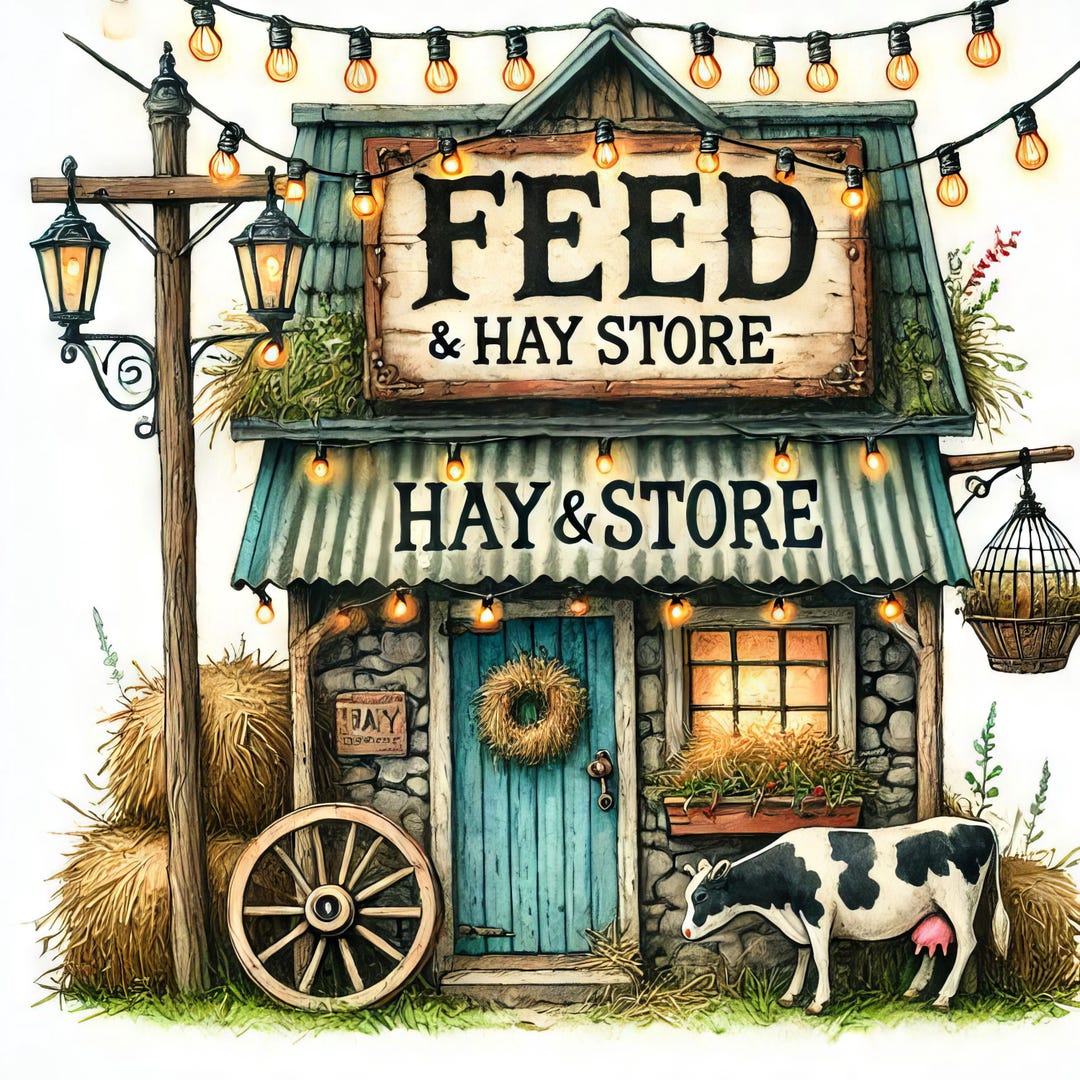 Feed and Hay Store: 10 High Res Watercolor Jpgs, Junk Journaling ...