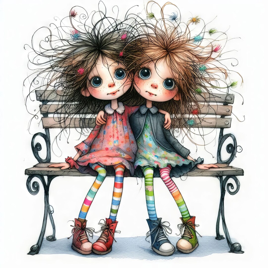 Quirky Friends Clip Art 10 High Res Watercolor Jpgs Junk Journaling ...