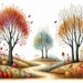 Primitive Fall Trees Clip Art 10 High Res Watercolor Jpgs for Junk ...