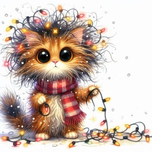 Schrullige Weihnachtslichter Kunst 10 hochauflösende JPGs in Aquarellfarben für Junk Journaling, Scrapbooking, Kartenherstellung, digitaler Download, Fantasie, skurril
