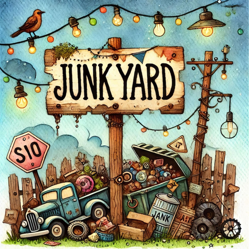 Junkyard: 10 High Res Watercolor Jpgs, Junk Journaling, Scrapbooking ...