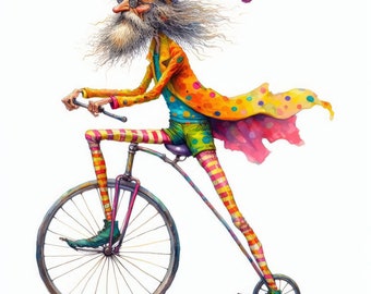 Clip Art de Ciclo Peculiar: 10 JPG de acuarela de alta resolución para diarios basura, álbumes de recortes, creación de tarjetas, arte digital, fantasía y caprichos.