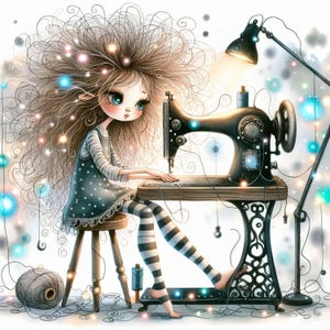 Clipart couture lunatique 10 fichiers JPG aquarelle haute résolution pour la journalisation indésirable, scrapbooking, fabrication de cartes, téléchargement numérique, fantastique, fantaisiste