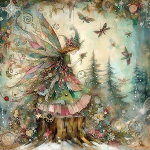 Verzauberte Weihnachtsfee Clip Art 10 hochauflösende JPGs in Aquarell Farben für Junk Journaling, Scrapbooking, Kartenherstellung, digitaler Download, Weihnachten