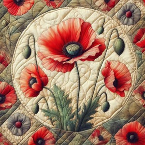 Poppy Quilt 10 hochauflösende JPGs in Aquarellfarben für Junk Journaling, Scrapbook, Handwerk, digitaler Download, Kartenherstellung, Sublimation