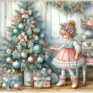 Shabby Chic Weihnachten Clip Art 10 hochauflösende JPGs in Aquarell Farben für Junk Journaling, Scrapbooking, Kartenherstellung, digitaler Download, skurril