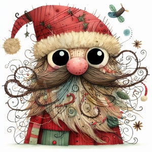 Lunatique a souligné le père Noël clipart 10 fichiers JPG aquarelle haute résolution pour la journalisation indésirable, scrapbooking, fabrication de cartes, téléchargement numérique, Fantasy